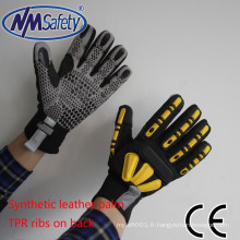 Gants mécaniques NMSAFETY nouveau style en cuir synthétique gants de sécurité avec des puces tpr